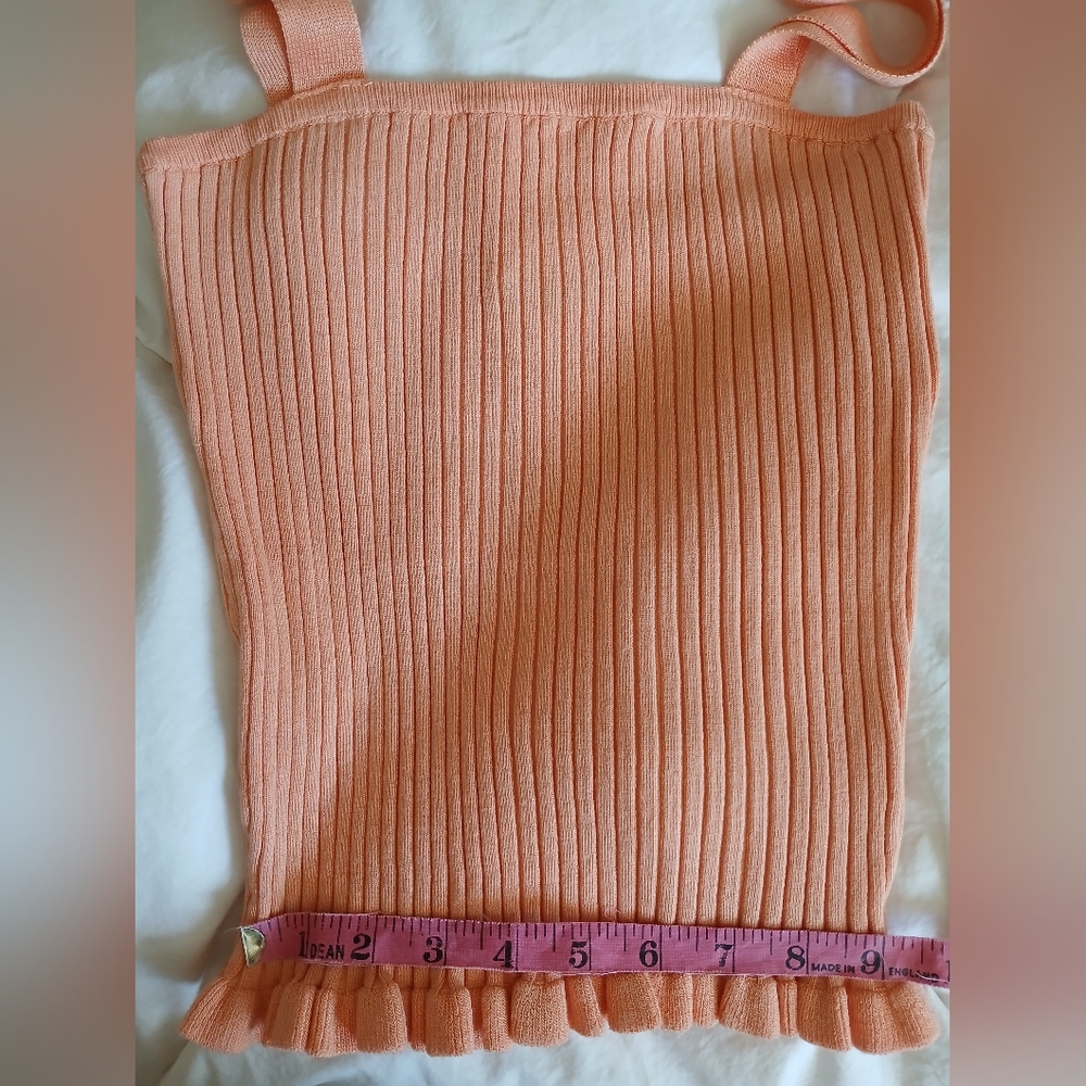 Unworn- Peach Ribbed Knit 80% Rayon/ NylonTank Top - Picture 1 of 7